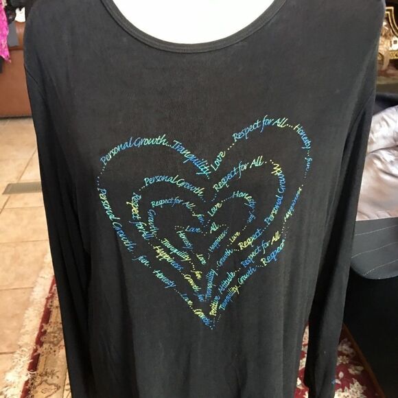 14 CHICO’S Heart Airy Black Tee!! Inspirational easy - Picture 7 of 8